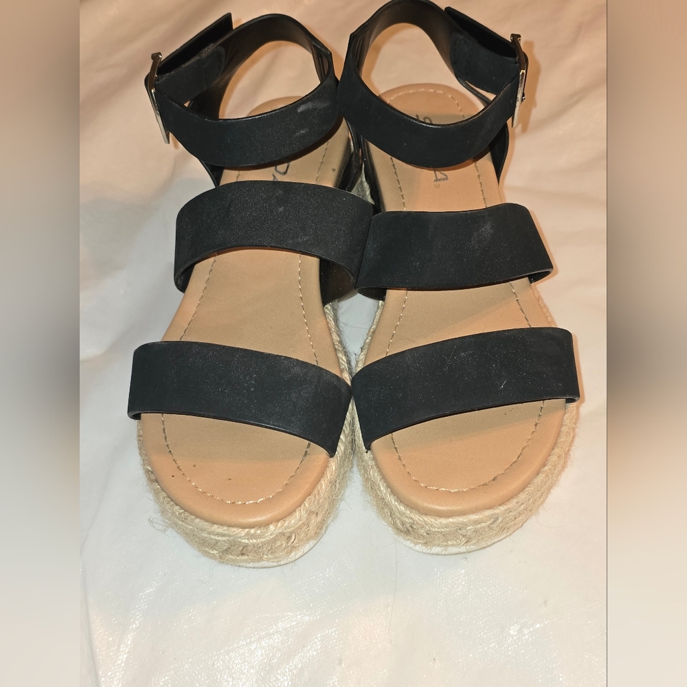 Soda Black Espadrille Sandals